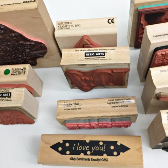 Lot 11 Rubber Stamps Hero Arts Inkadinkado Stampe - Picture 10 of 11